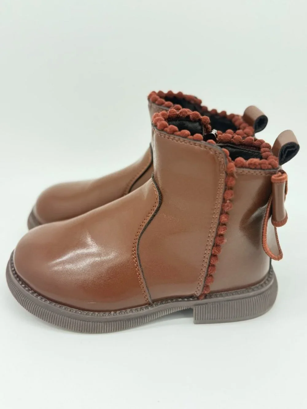 Girls Kids Size 12 Brown Bow Boots Coquette Quiet Luxury Cottagecore 3937